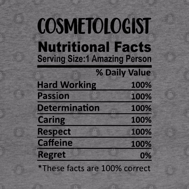 Cosmetologist Nutrition Facts Funny by HeroGifts